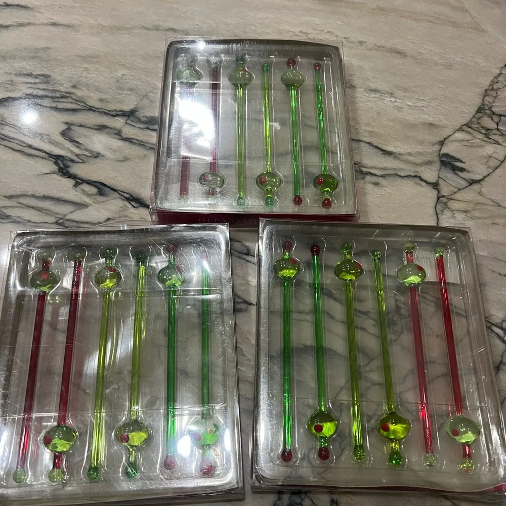Z Gallerie Glass Drink Stirrers – (3) Sets of 6